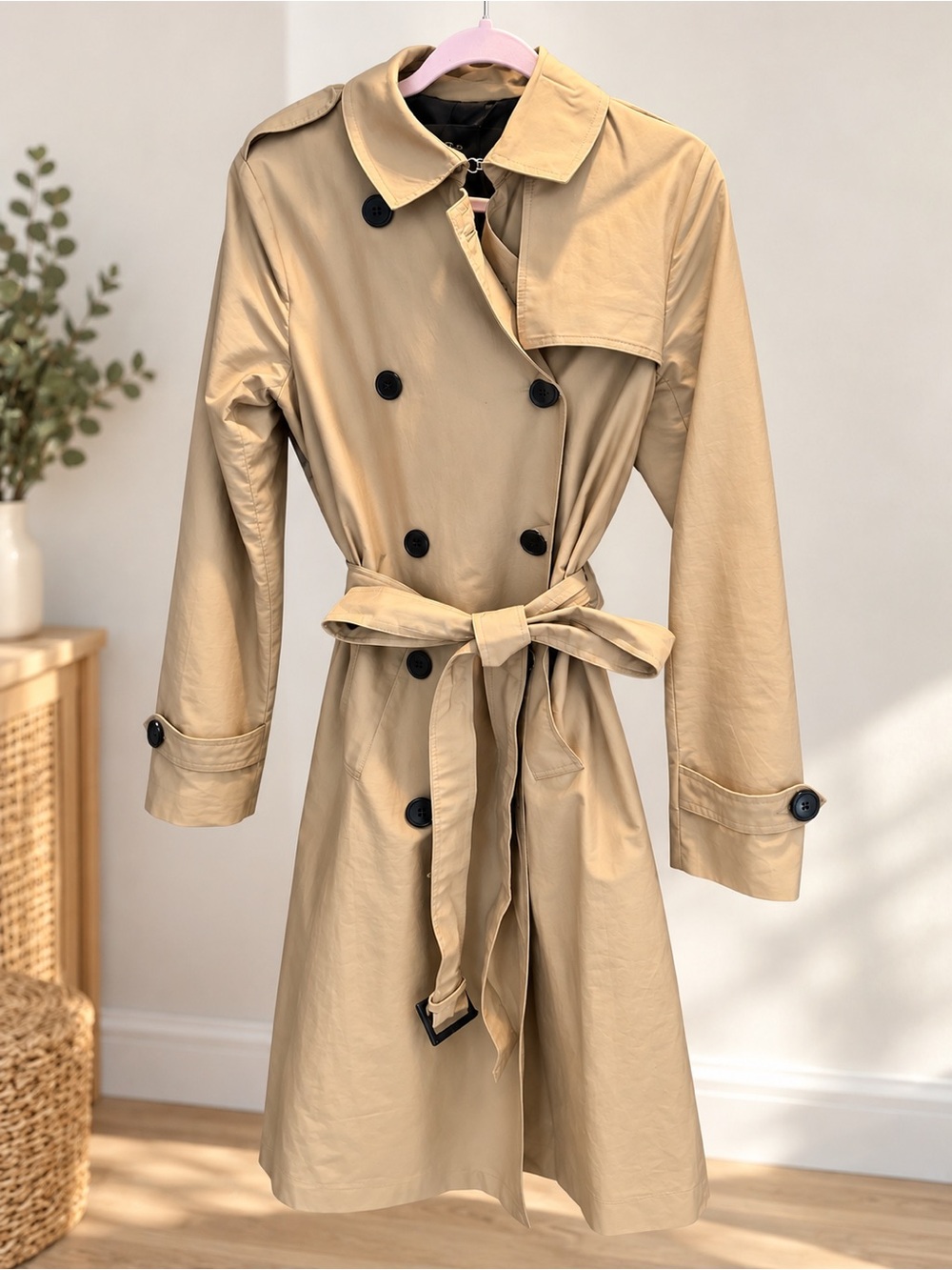 Massimo Dutti Classic Beige Trench Coat with Belt